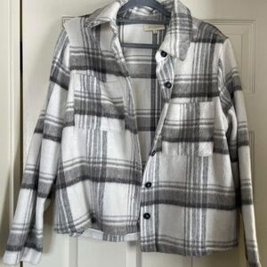 White and Gray Plaid shacket